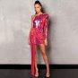 One Shoulder Long Sleeve Sequined Mini Bodycon Dress