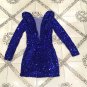 Round Neck Long Sleeve Sequined Mini Bodycon Dress
