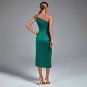One Shoulder Sleeveless Midi Chain Bodycon Dress