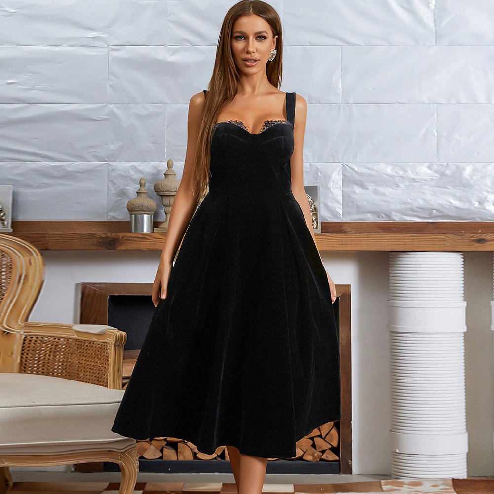Strappy Sleeveless Midi Frill Bodycon Dress