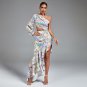 One Shoulder Cut Out Maxi Flowers Dress