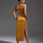 One Shoulder Satin Ruched Dress