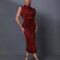 Rhinestone Tassels Pleated Midi Dress