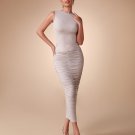 Round-neck Ruched Bodycon Dress