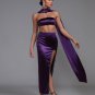 Purple Satin Strapless Sash Gown