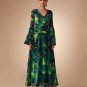 Bell Sleeve Printed Chiffon Maxi Dress