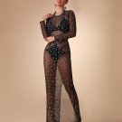 See Through Mesh Pearl Cover Up Dress