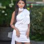 One Shoulder Satin Draped Mini Dress