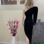 One Shoulder Long Sleeve Rhinestone Bodycon Dress