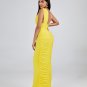 V Neck Sleeveless Ruched Maxi Dress