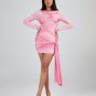 Pink Wrap-Around Draped Mini Dress