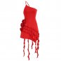 Asymmetric Ruffled 3D Floral Dress