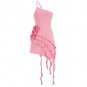 Asymmetric Ruffled 3D Floral Dress