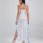 Blue Ruffle Detail Sequin Maxi Dress