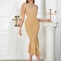 One Shoulder Sleeveless Tulle Midi Bodycon Dress