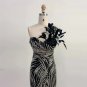 Strapless Sleeveless Feather Maxi Bodycon Dress