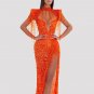 High Neck Sleeveless Bead Chain Maxi Bodycon Dress