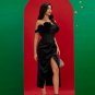 Off Shoulder Black 3D Floral Dress