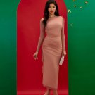 Ruched Mesh Long Sleeve Bodycon Dress