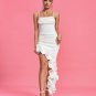 Strappy Asymmetric Ruffle Satin Dress