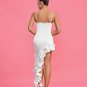 Strappy Asymmetric Ruffle Satin Dress
