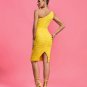 One Shoulder Ruched Mesh Dress