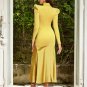 High Neck Pure Color Maxi Bodycon Dress