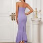 Strapless Sleeveless Slit Maxi Bodycon Dress
