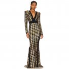 V Neck Long Sleeve Sequins Maxi Dress