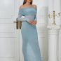 Off Shoulder Long Sleeve Frill Maxi Bodycon Dress