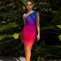 One Shoulder Sleeveless Gradient Color Midi Dress