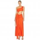 One Shoulder Ornamental Flower Maxi Bodycon Dress