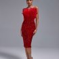 Sexy Strapless Feather Sequin Bodycon Dress