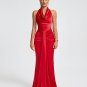 Halter Draped Satin Mermaid Maxi Dress