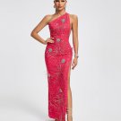 Crystal Embellished Sequin High Split Gown