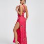 Crystal Embellished Sequin High Split Gown