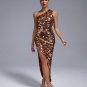 One Shoulder Gold Sequins Gown