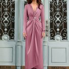 V Neck Long Sleeve Elegant Maxi Bodycon Dress
