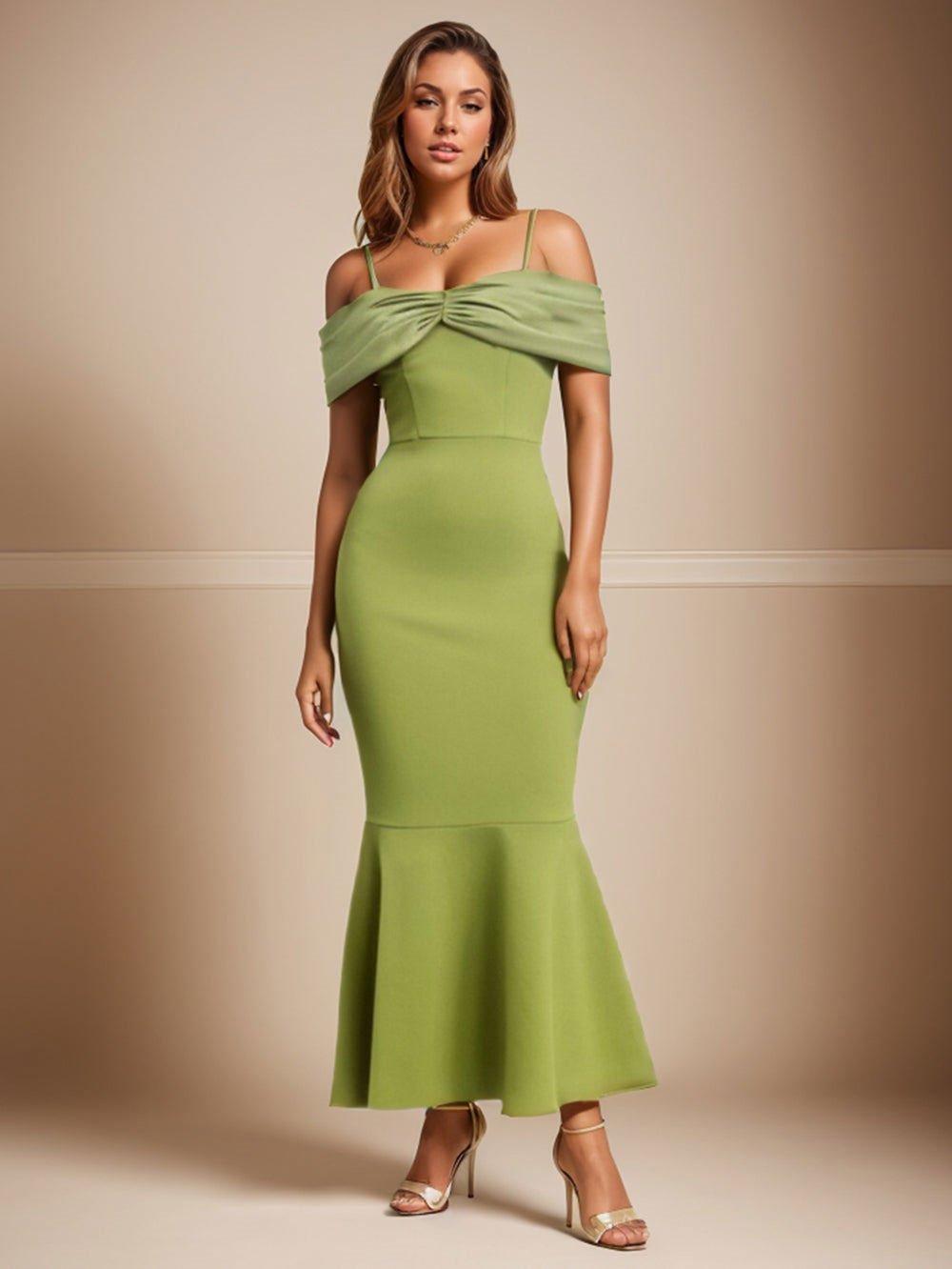 Off Shoulder Sleeveless Fishtail Maxi Bodycon Dress