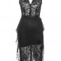 V Neck Sleeveless Lace Midi Bodycon Dress