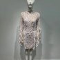 High Neck Long Sleeve Pearl Mini Bodycon Dress