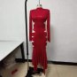 Semi-High Collar Long Sleeve Cut Out Maxi Dress