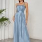 Strappy Sleeveless Pleated Maxi Bodycon Dress