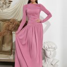 Long Sleeve Crumpled Maxi Bodycon Dress