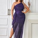 One Shoulder Sleeveless Slit Maxi Bodycon Dress