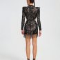 High-waisted Mesh Sequins Beading Mini Dress