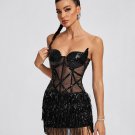 Mesh Sequins Beading Corset Mini Dress