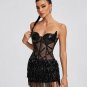 Mesh Sequins Beading Corset Mini Dress