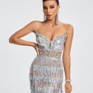 Sweetheart Corset Diamond Tassels Mini Dress
