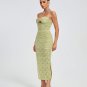 Lace Floral Crystal Chain Bustier Midi Dress